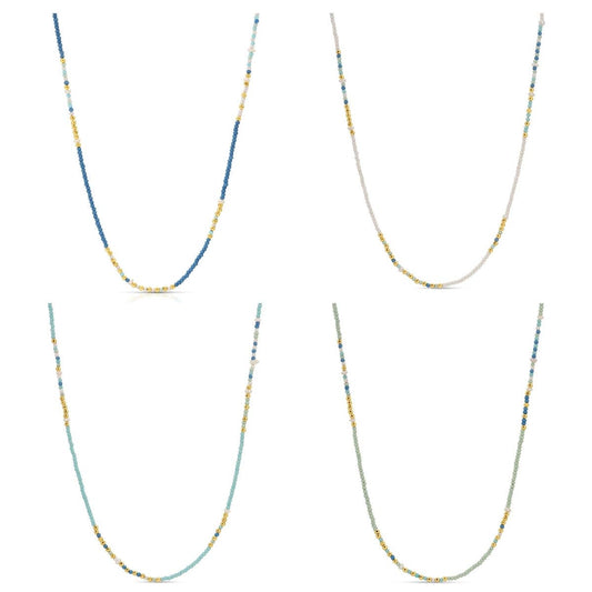 Assorted Seed Bead & Fresh Water Pearl Necklaces: Blue/Mint/White