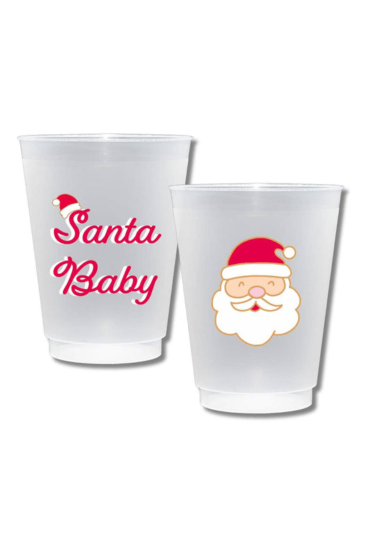 Santa Baby Shatterproof Frost Flex Plastic Cups (Set of 10)