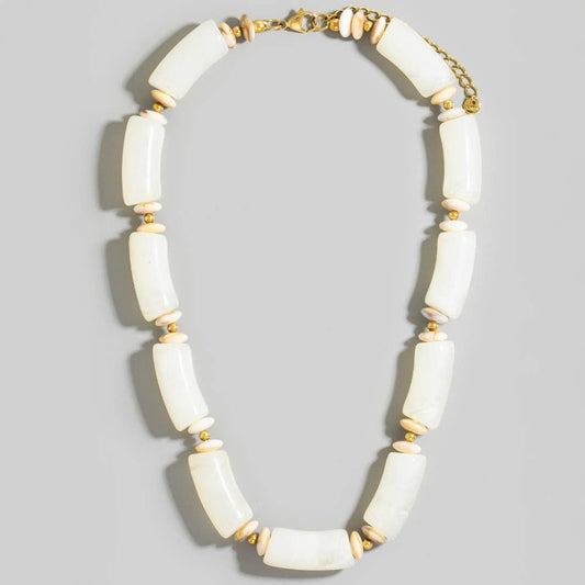 Large Marble Resin Tube Beads Necklace: IV