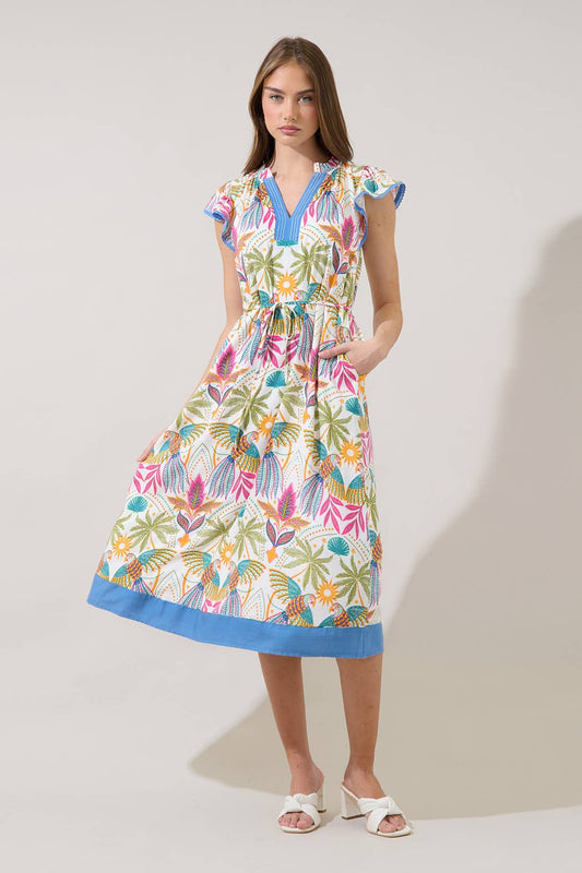 Adelina Shift Midi Dress Tropical