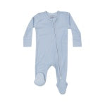 Ribbed Subdued Blue - 2 Way Zipper Footie