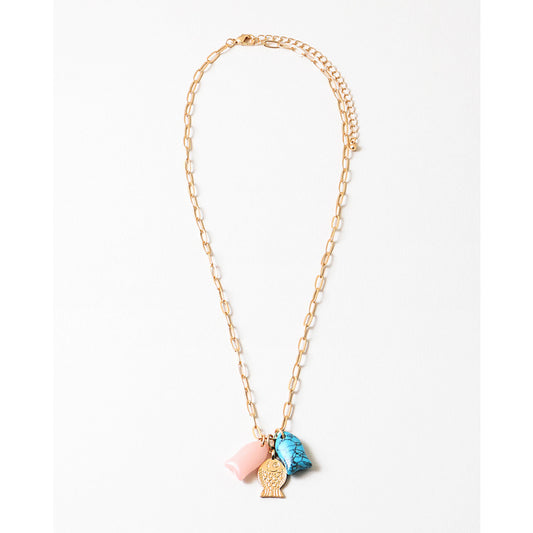 Pink Turquoise Fish Necklace