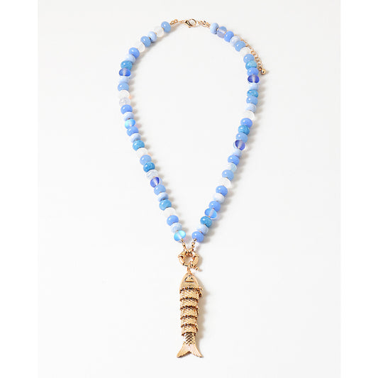 Blue Mix Fish Statement Necklace