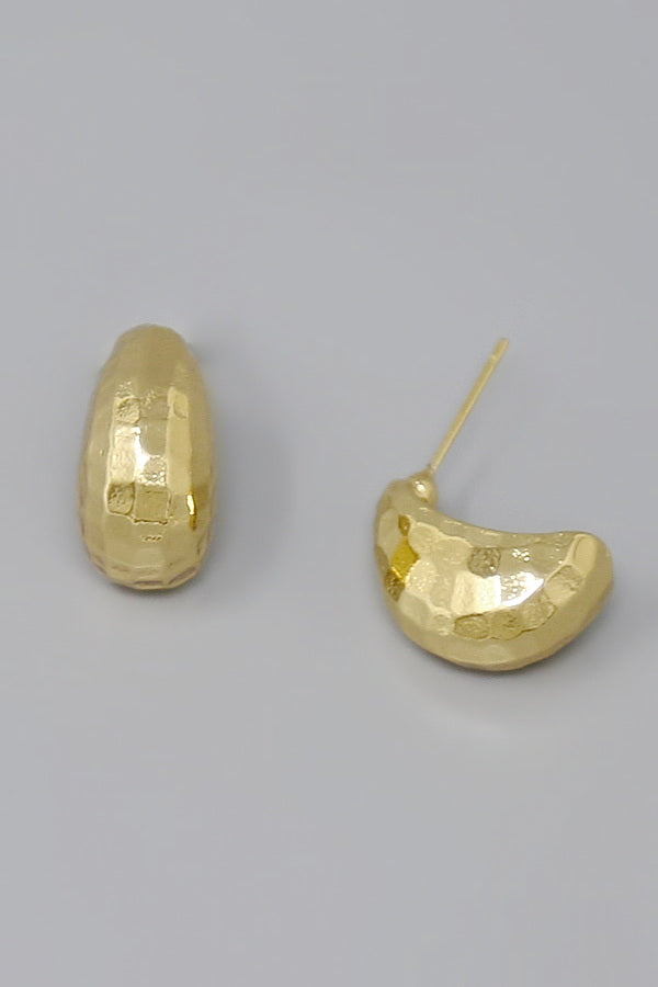 Puffy Crescent Mini Hoop Earrings - Gold