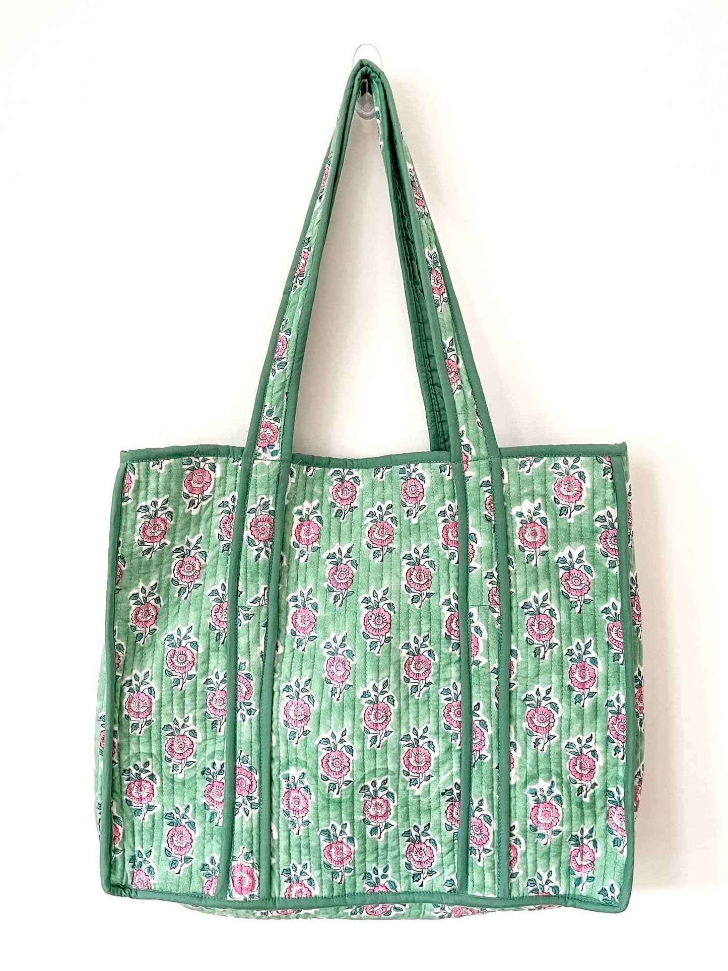 Fern Green Block Print Tote Bag
