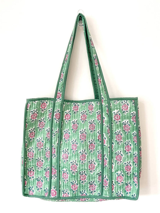 Fern Green Block Print Tote Bag
