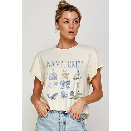 NANTUCKET VINTAGE  GRAPHIC CROP TOP