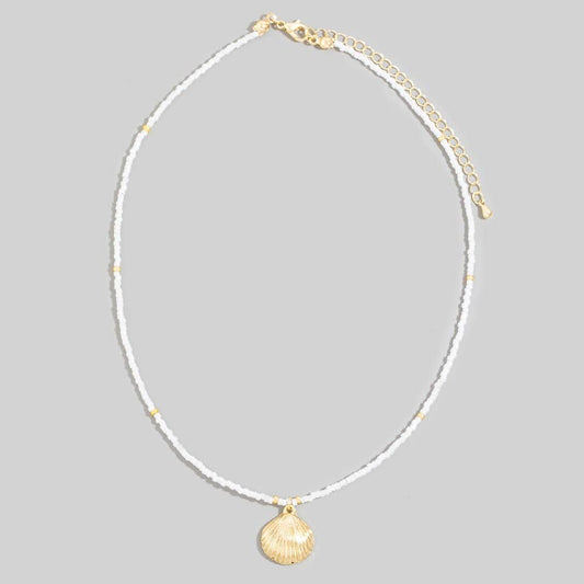 Sea Shell Pendant Seed Beaded Necklace: GDWH