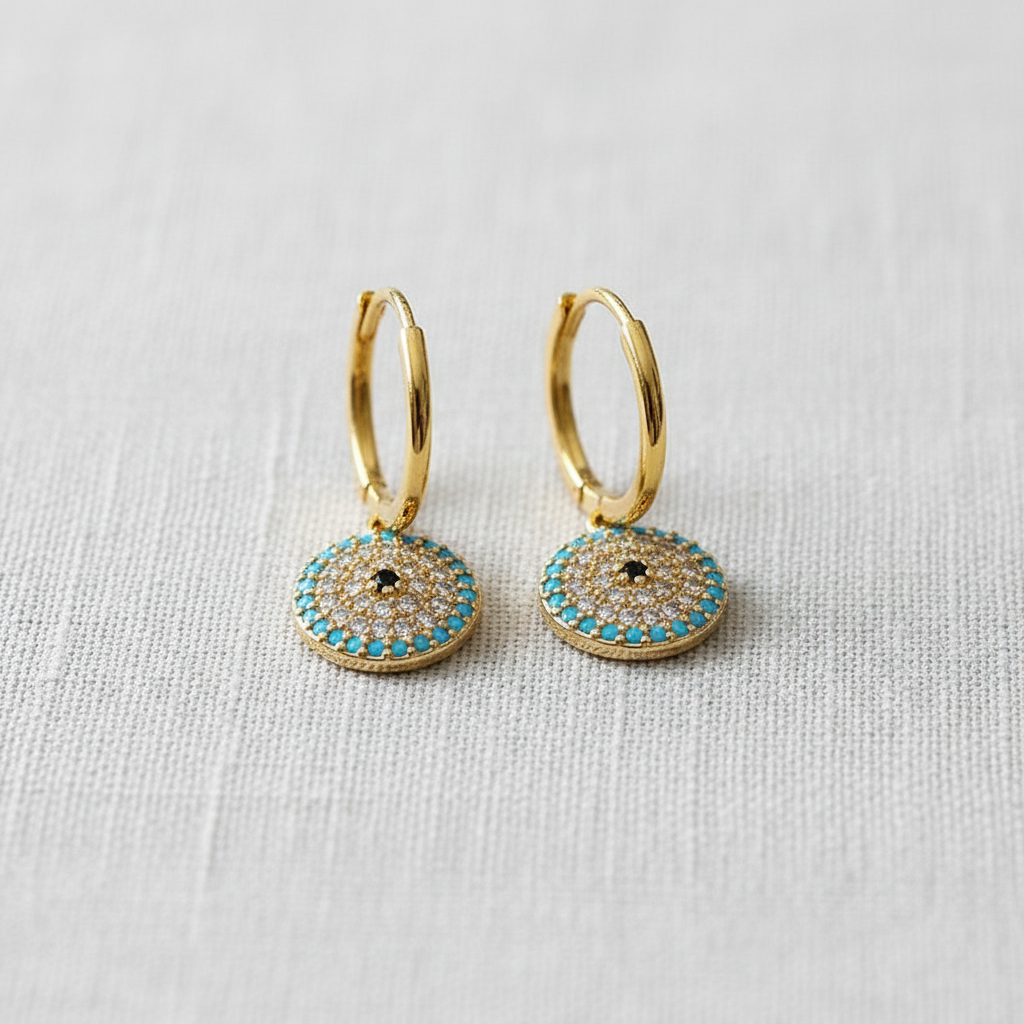 Circular Pave Zircon Stud Earrings