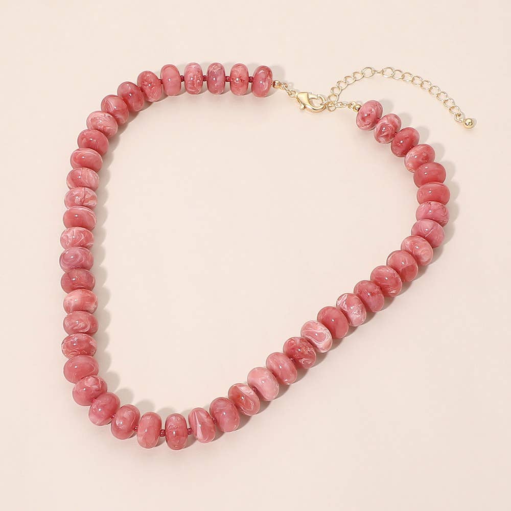 Beaded Necklace: Dust Pink,Gold