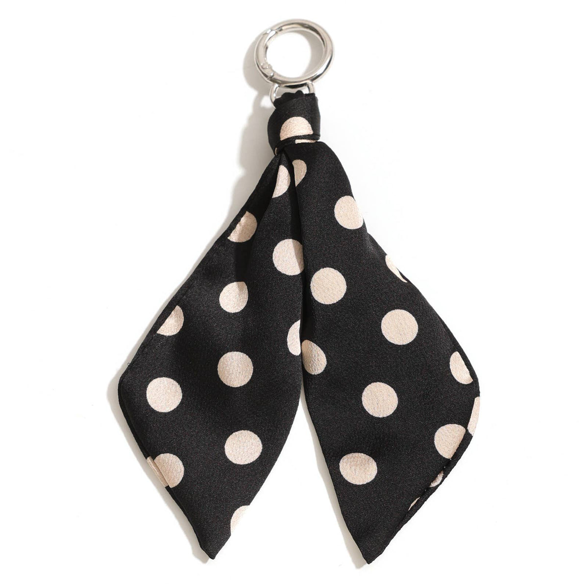 Polka Dot Silk Scarf Keychain Bag Charm: Black01 / M