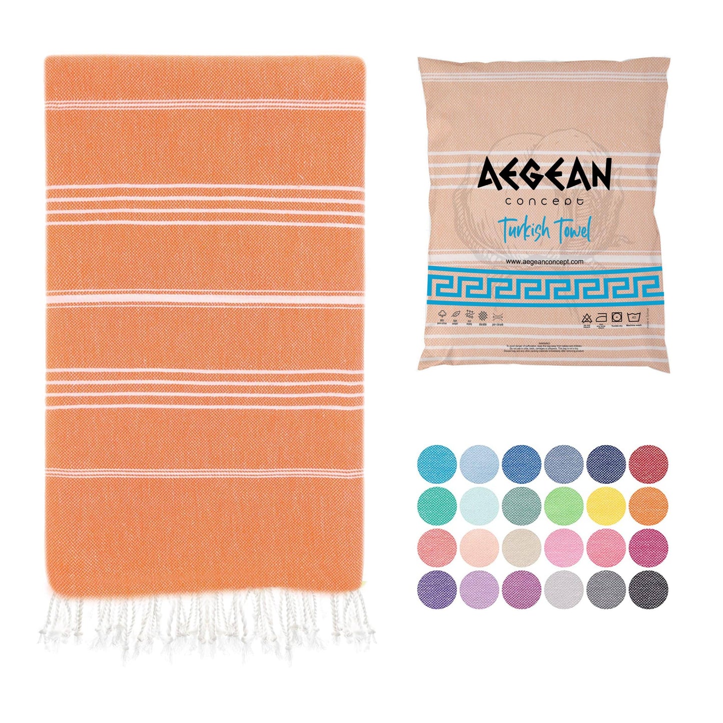 Turkish Beach Towel, Oversized, Quick-Dry: Orange