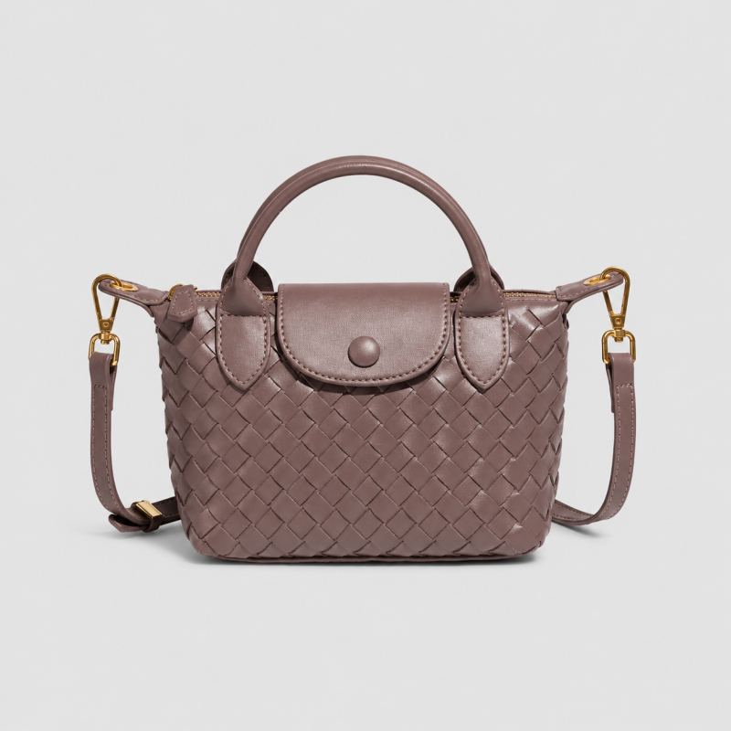 Woven Crossbody Bag: Taupe / One Size