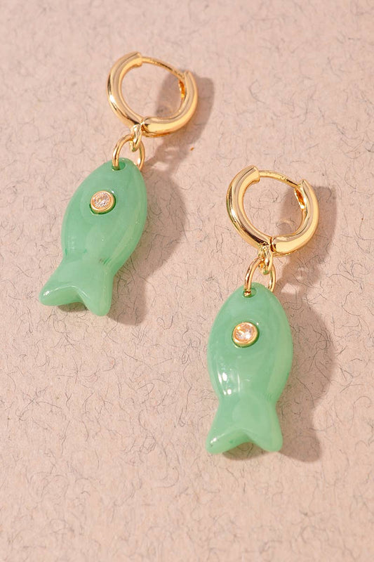 Mini Fish Charm Hoop Earrings: GDGA
