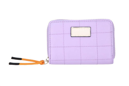 Faux Leather Zippered Wallet with Wristlet: Purple