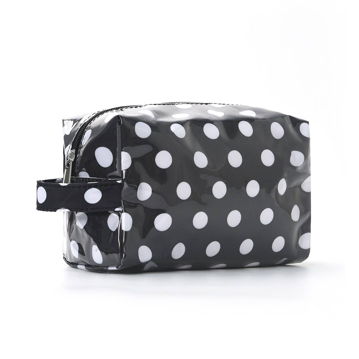 Polka Dot Makeup Bag Stripe PVC Cosmetic Pouch: DBlack / M