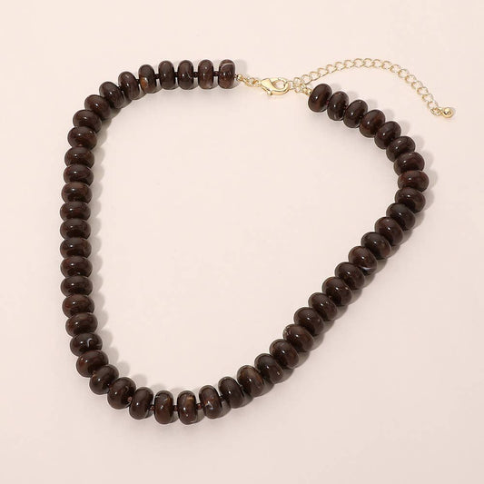 Beaded Necklace: Gold Dark Brown