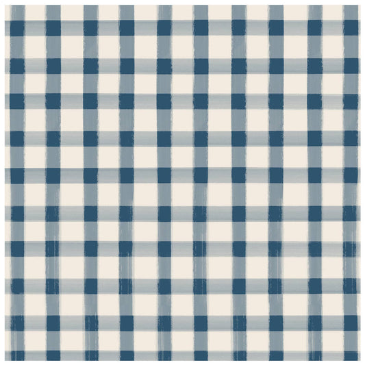 Navy Painted Check Cocktail Napkin