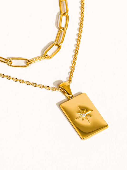 Gabin 18K Gold Non-Tarnish Layered Astro Chain Necklace: Yellow Gold