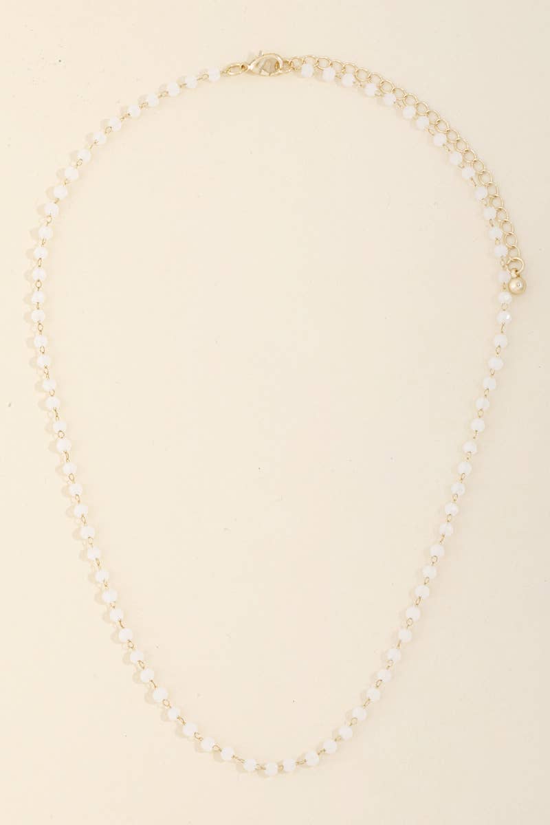 Dainty Faceted Bead Station Chain Necklace: GDWOP