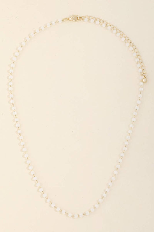 Dainty Faceted Bead Station Chain Necklace: GDWOP