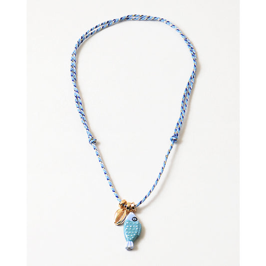 BLUE/ GOLD PUKA/ BLUE FISH NECKLACE