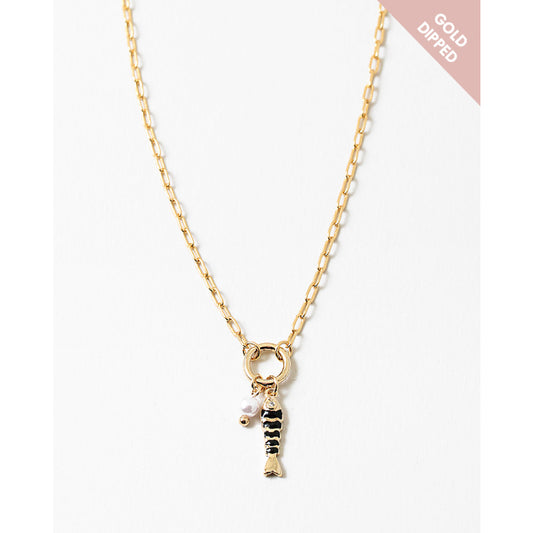 Black Fish & Pearl Necklace