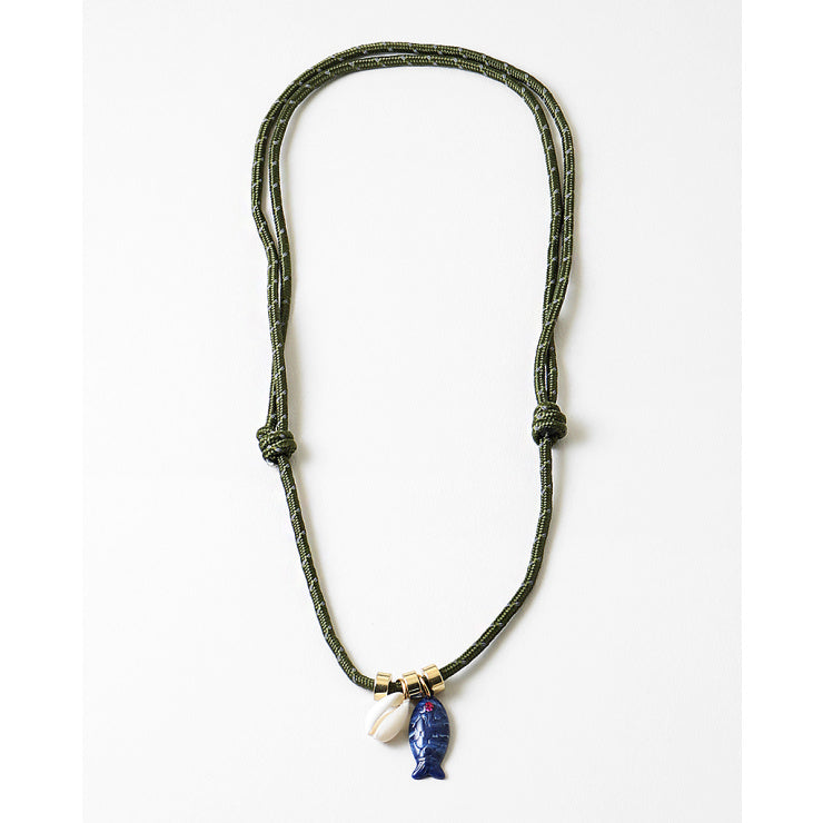 Olive Cord Fish Necklace