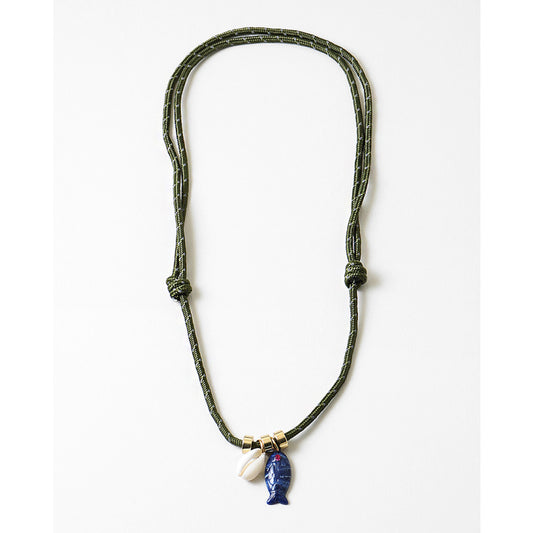 Olive Cord Fish Necklace