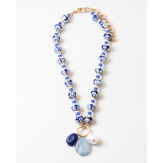 Beaded Blues Charm Necklace