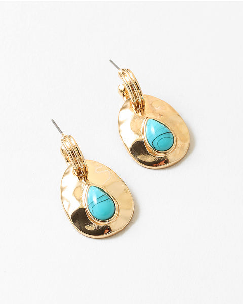 GOLD/ TURQUOISE DROP EARRING