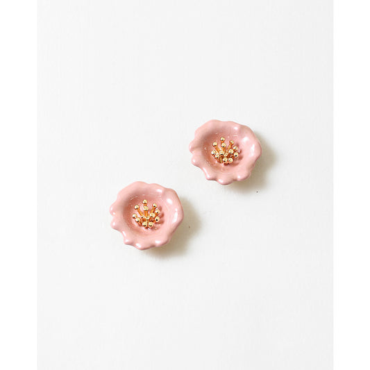 Pink Enamel Flower Stud