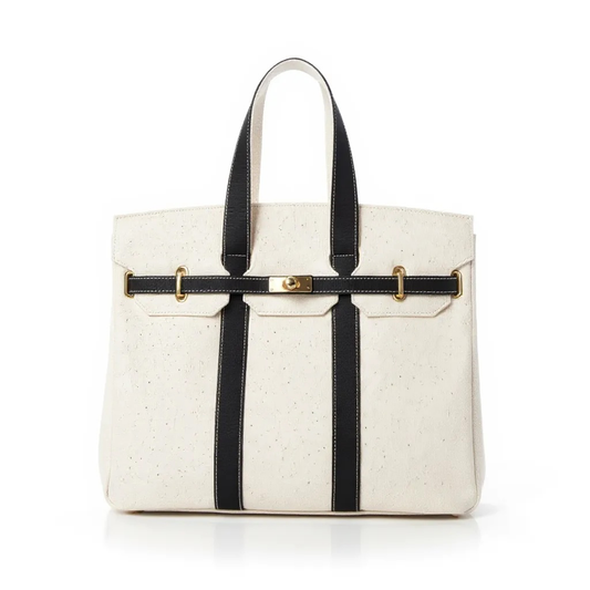 The Luxe Signature Tote- Short Handle: Black