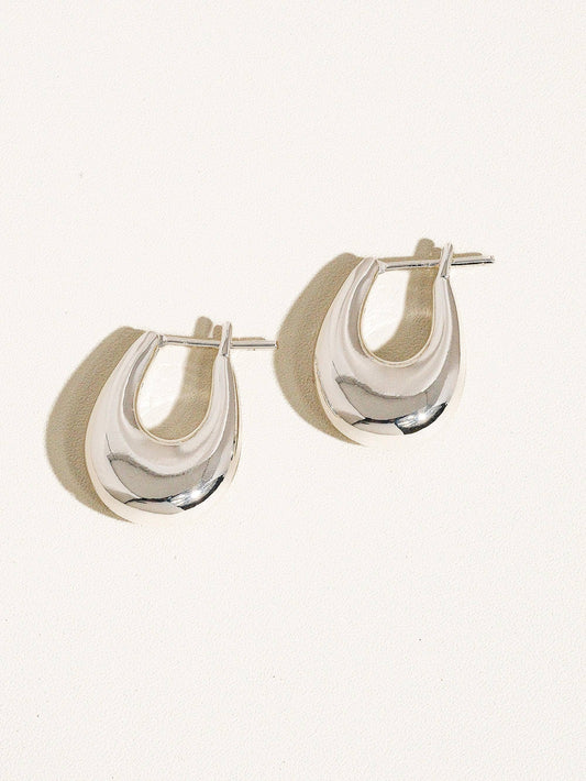 Quinn 18K Classic Droplet Hoop Earring: Silver