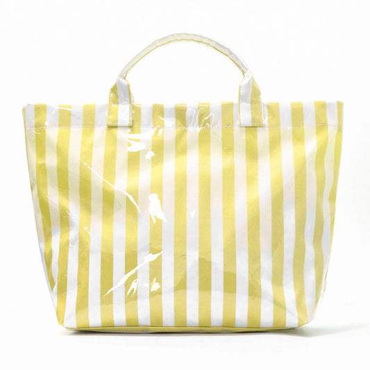 Colorblock Striped Tote Bag Snap Waterproof Beach Bag: Yellow / M