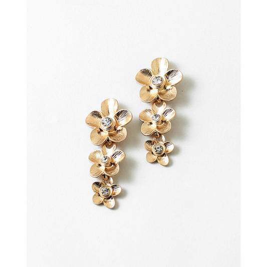 Golden Cascading Flower Earrings