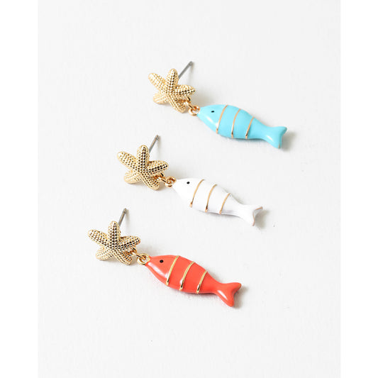 White Fish Statement Earring