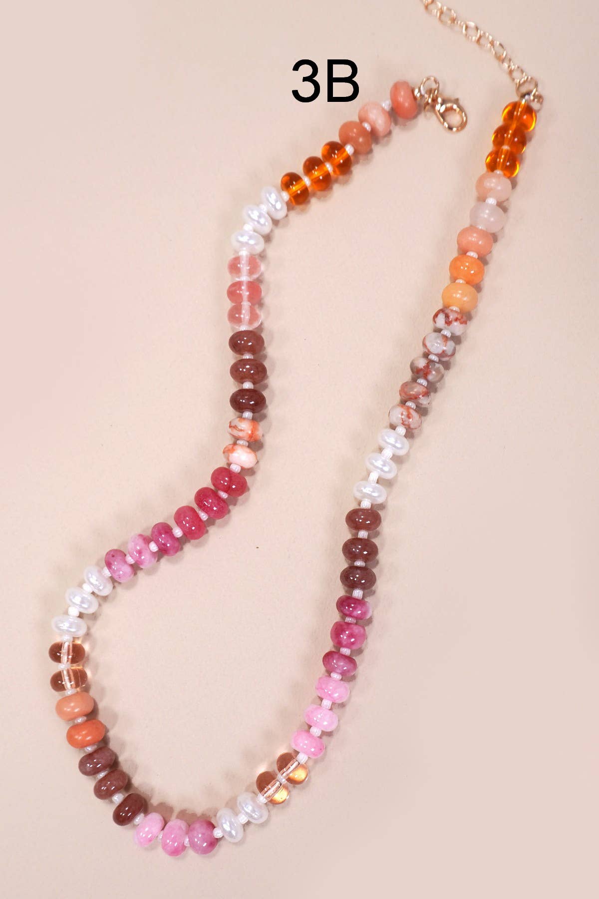 Natural Agate Glass Semi Precious Bead Necklace | 3B