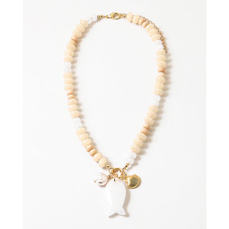 Natural & Ivory Fish Necklace