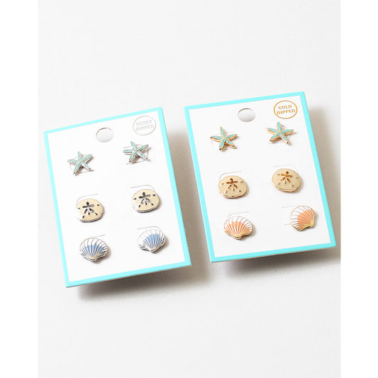 GOLD & BLUE SEA LIFE STUD SET