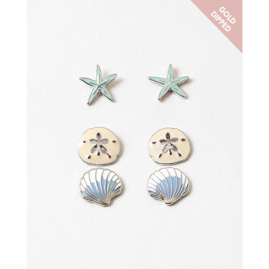 SILVER BLUE & SEA LIFE STUDS SETS