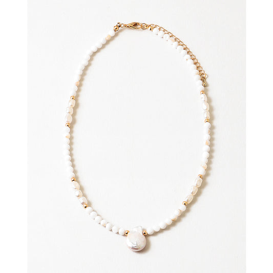 White & Pearl Beaded Necklace