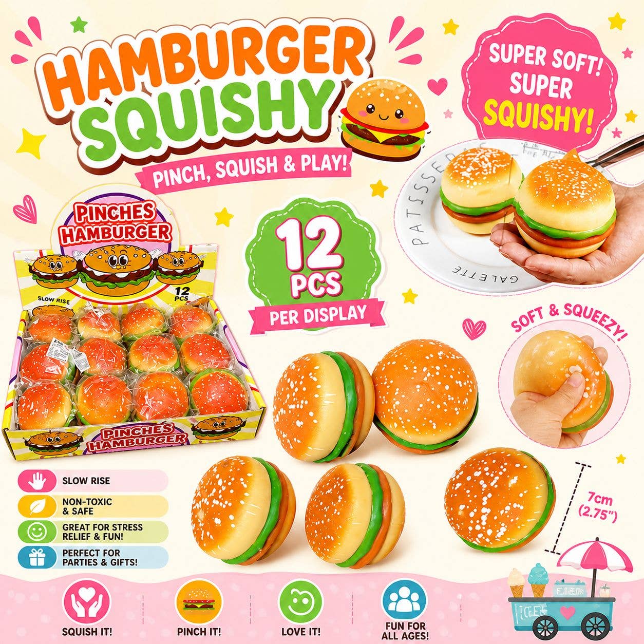 Hamburger Squishy – Slow-Rise Burger Stress Toy