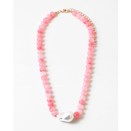 Strawberry Pearl Beaded Necklace