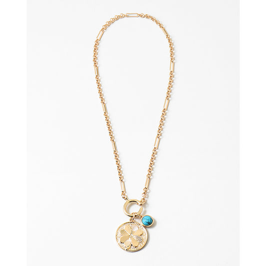 Golden Turquoise Disc Necklace