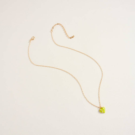 18 Inch Enamel Puffy Heart Tennis Ball Chain Necklace: Yellow / ONE
