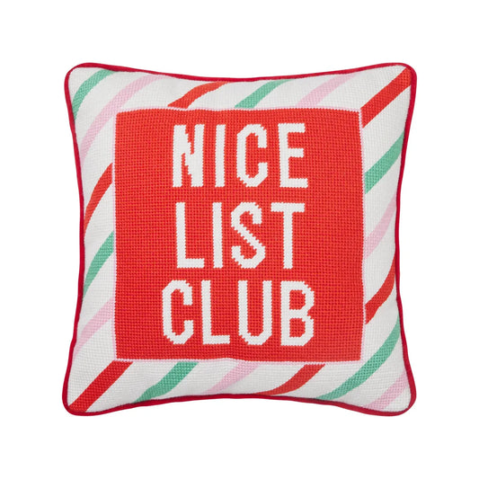 Nice List Club Needlepoint Pillow