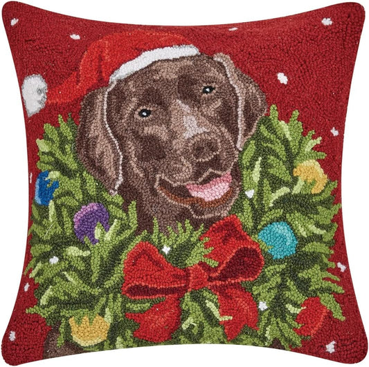 Santa Chocolate Labrador Wreath Hook Pillow