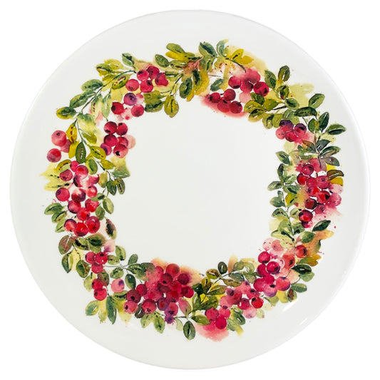 Cranberry Wreath Round Platter