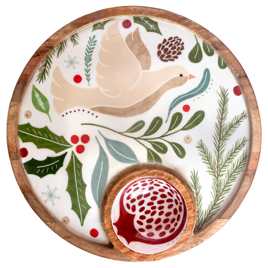 Cranberry Wreath Melamine Tray Large